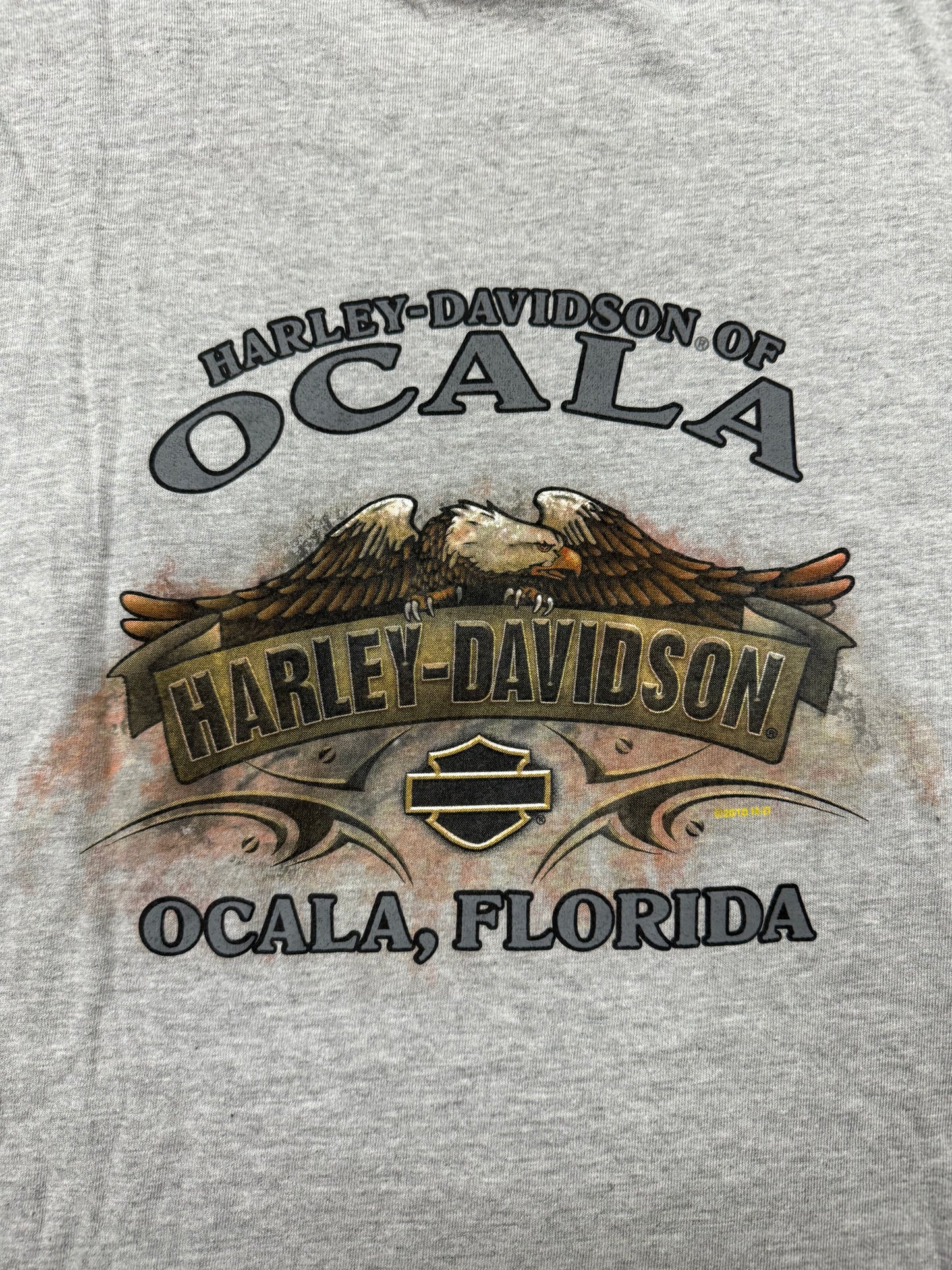 Vintage Harley Davidson Biker Logo Ocala Florida Vacation Tee(Large)