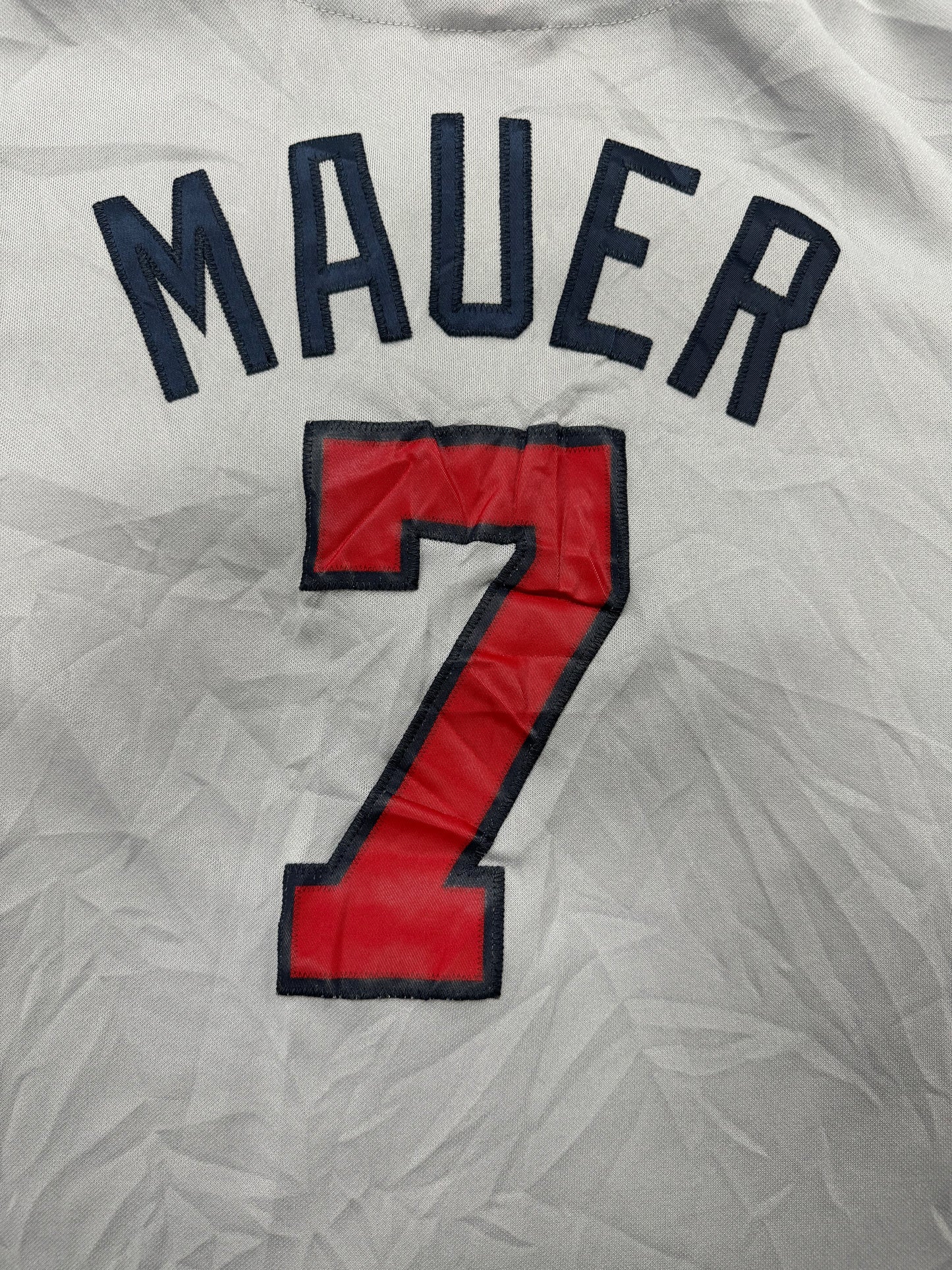 Vintage Minnesota Twins MLB Joe Mauer Grey Baseball Jersey(Medium)