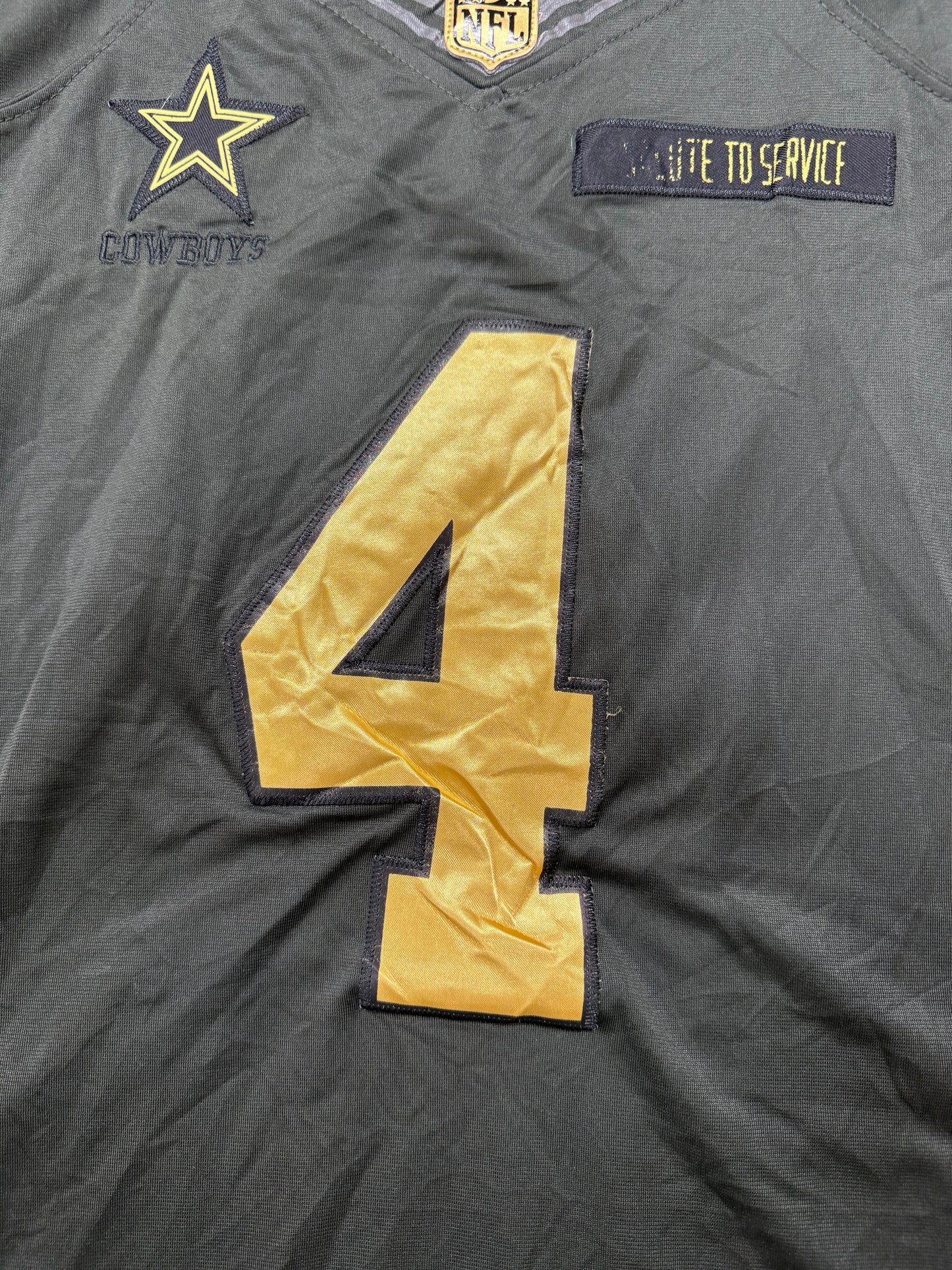 Vintage Dallas Cowboys NFL Dak Prescott Black Army Football Jersey(Large)