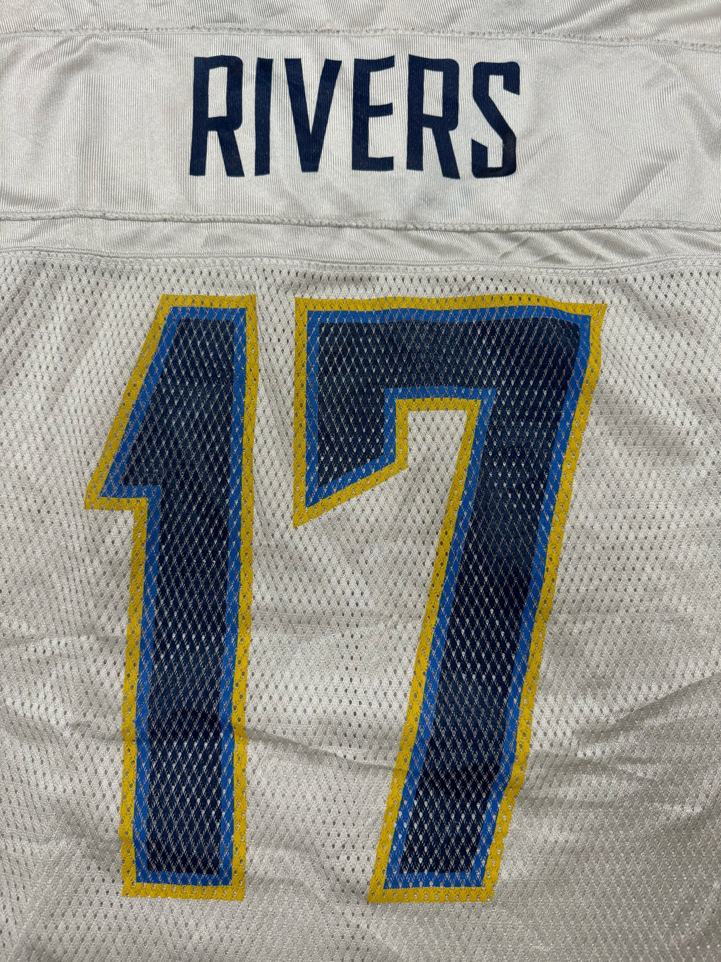 Vintage Los Angeles Chargers NFL Phillip Rivers White Custom Football Jersey(XL)