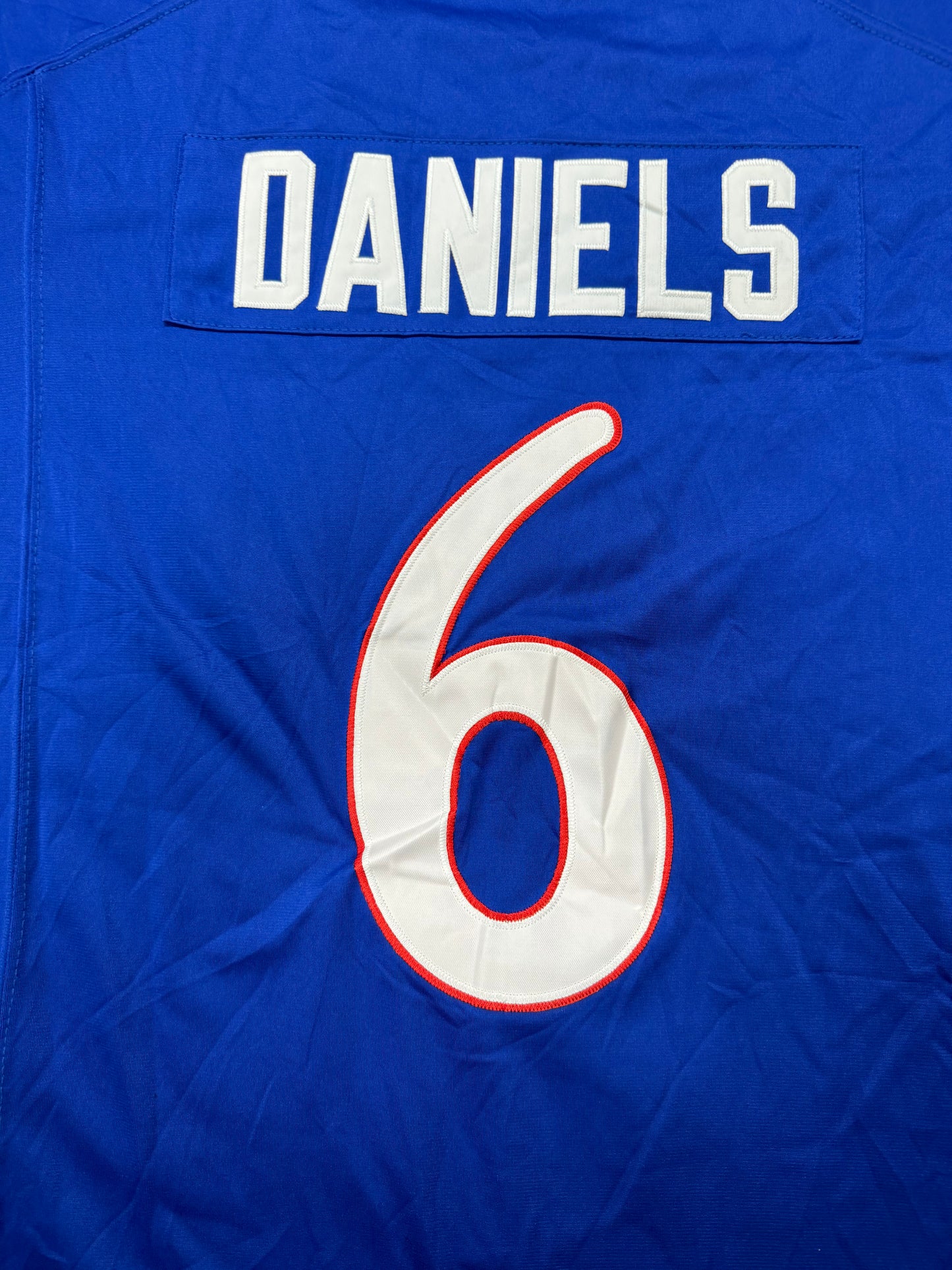 Vintage Kansas Jayhawks NCAA College Football Jalon Daniels Blue Jersey(Small)