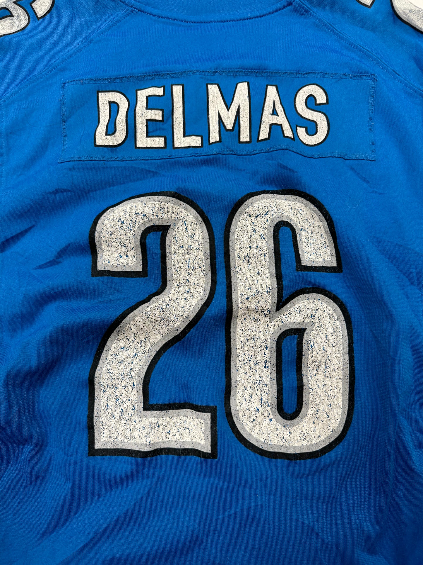 Vintage Detriot Lions NFL Louis Delmas Blue Football Jersey(XL)