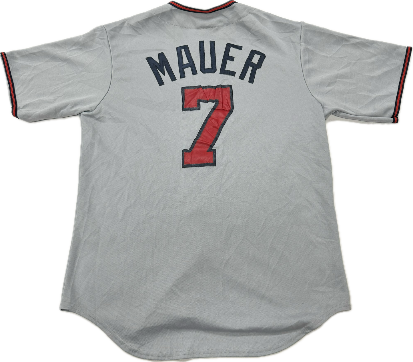 Vintage Minnesota Twins MLB Joe Mauer Grey Baseball Jersey(Medium)