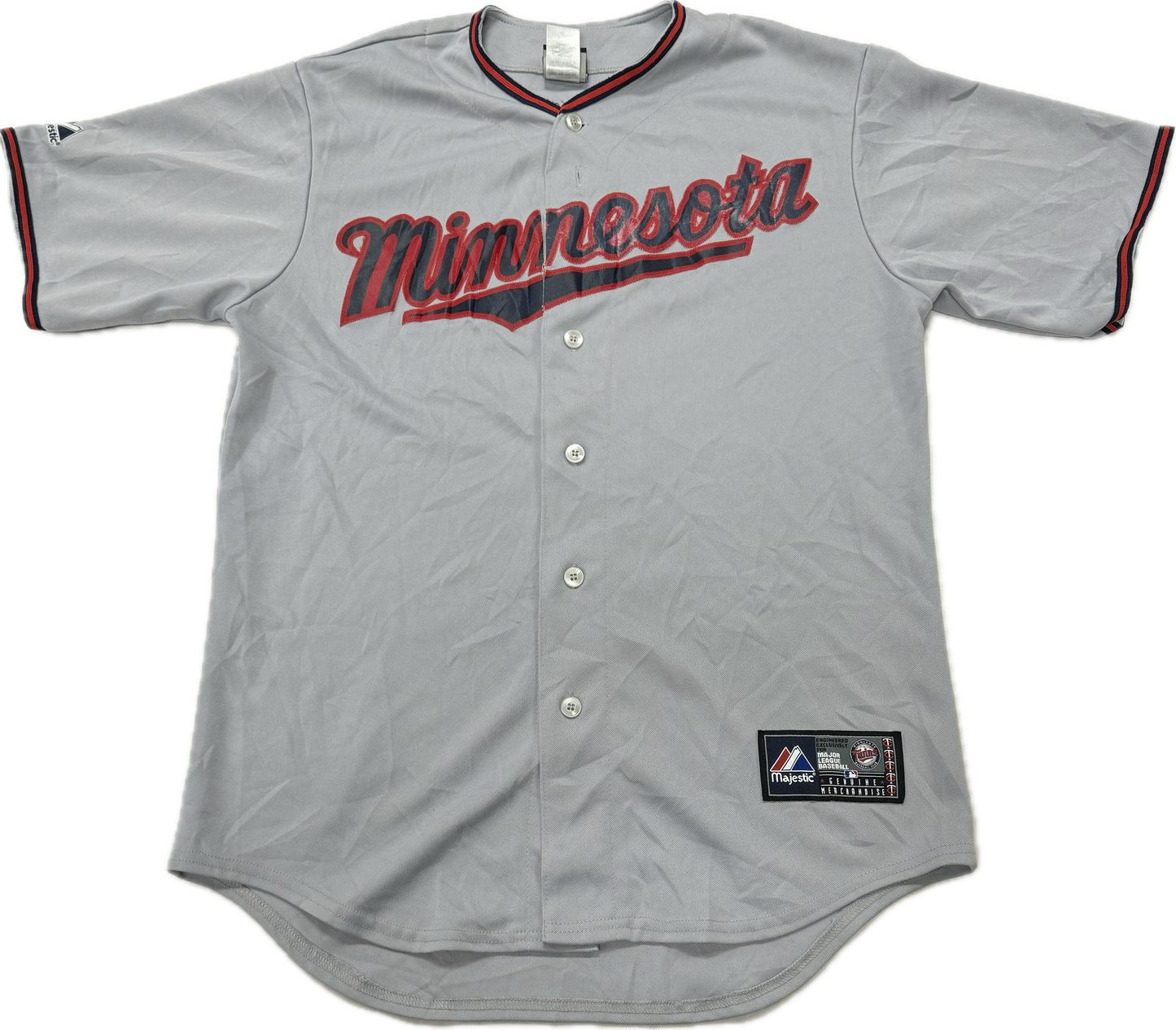 Vintage Minnesota Twins MLB Joe Mauer Grey Baseball Jersey(Medium)