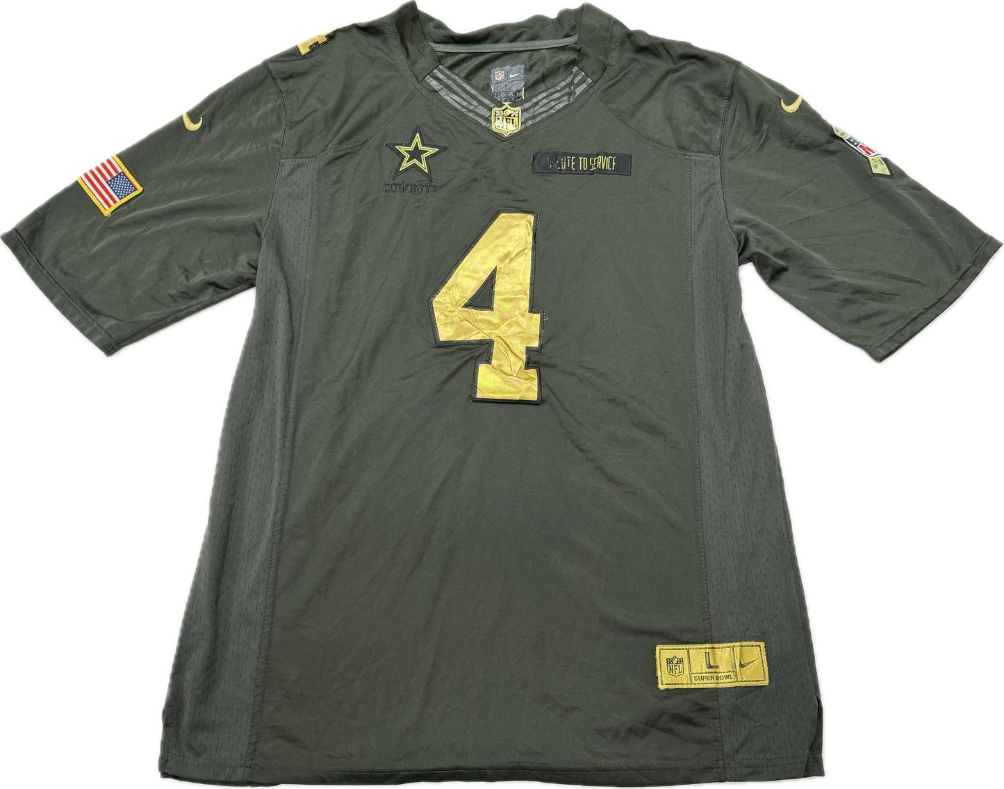 Vintage Dallas Cowboys NFL Dak Prescott Black Army Football Jersey(Large)