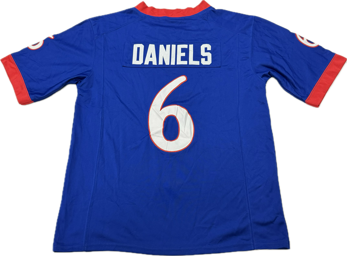 Vintage Kansas Jayhawks NCAA College Football Jalon Daniels Blue Jersey(Small)