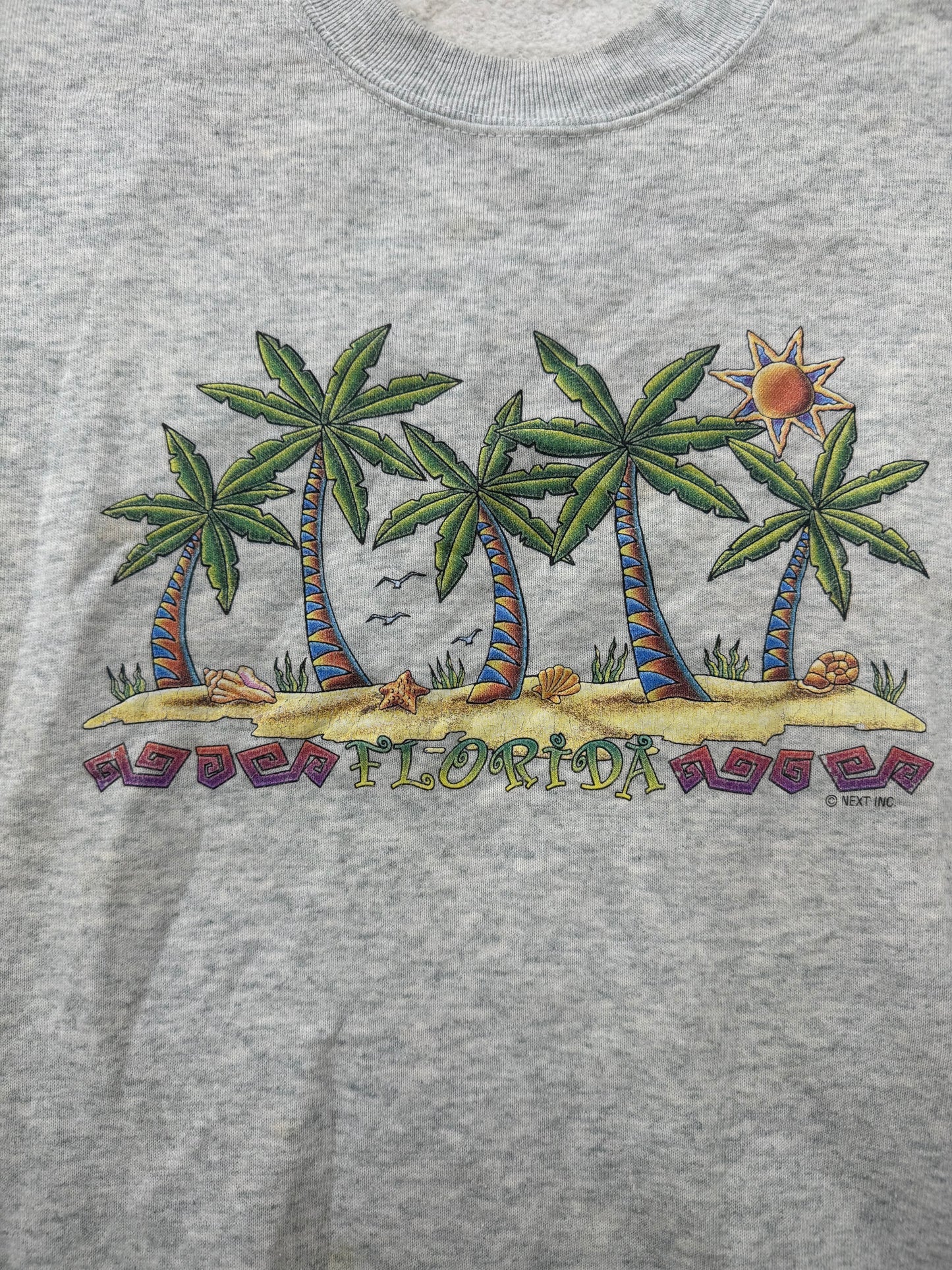 Vintage Vacation Destination Florida Beach Crewneck Sweatshirt(XL)