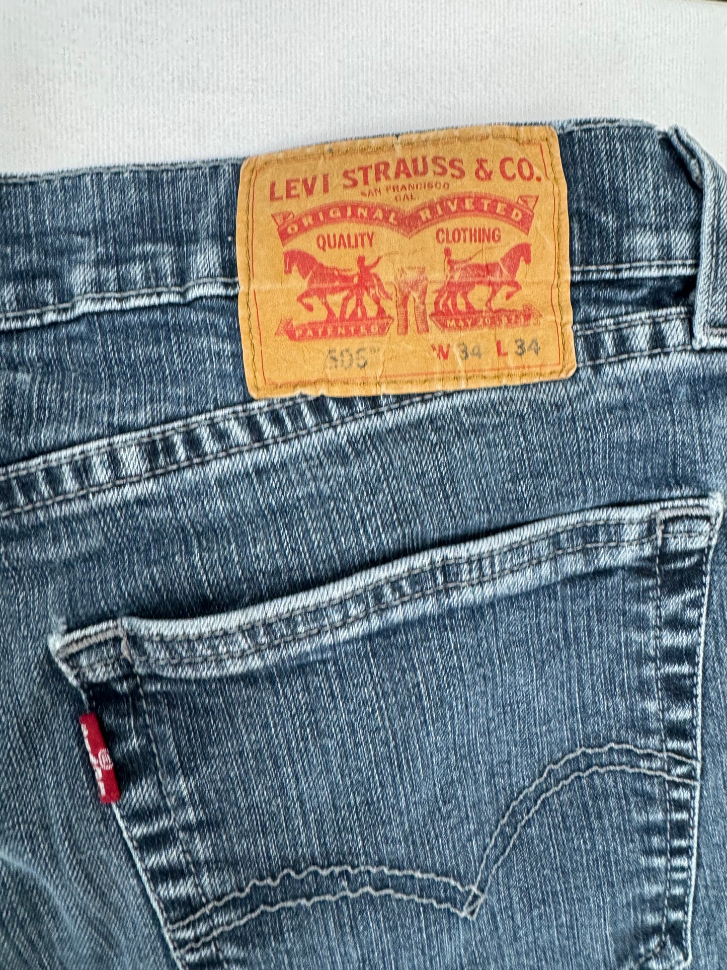 Vintage Levis 505 Denim Dark Wash Relaxed Fit Red Tab(34 x 34)