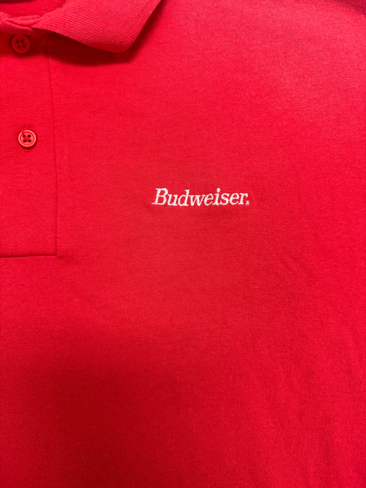 Vintage Budweiser Beer Logo Short Sleeve Polo Shirt(XL)