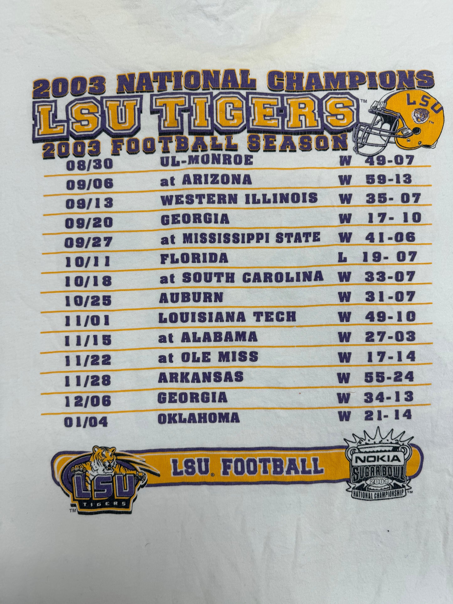 Vintage LSU Tigers NCAA Football 2003 National Championship Tee Shirt(XXL)