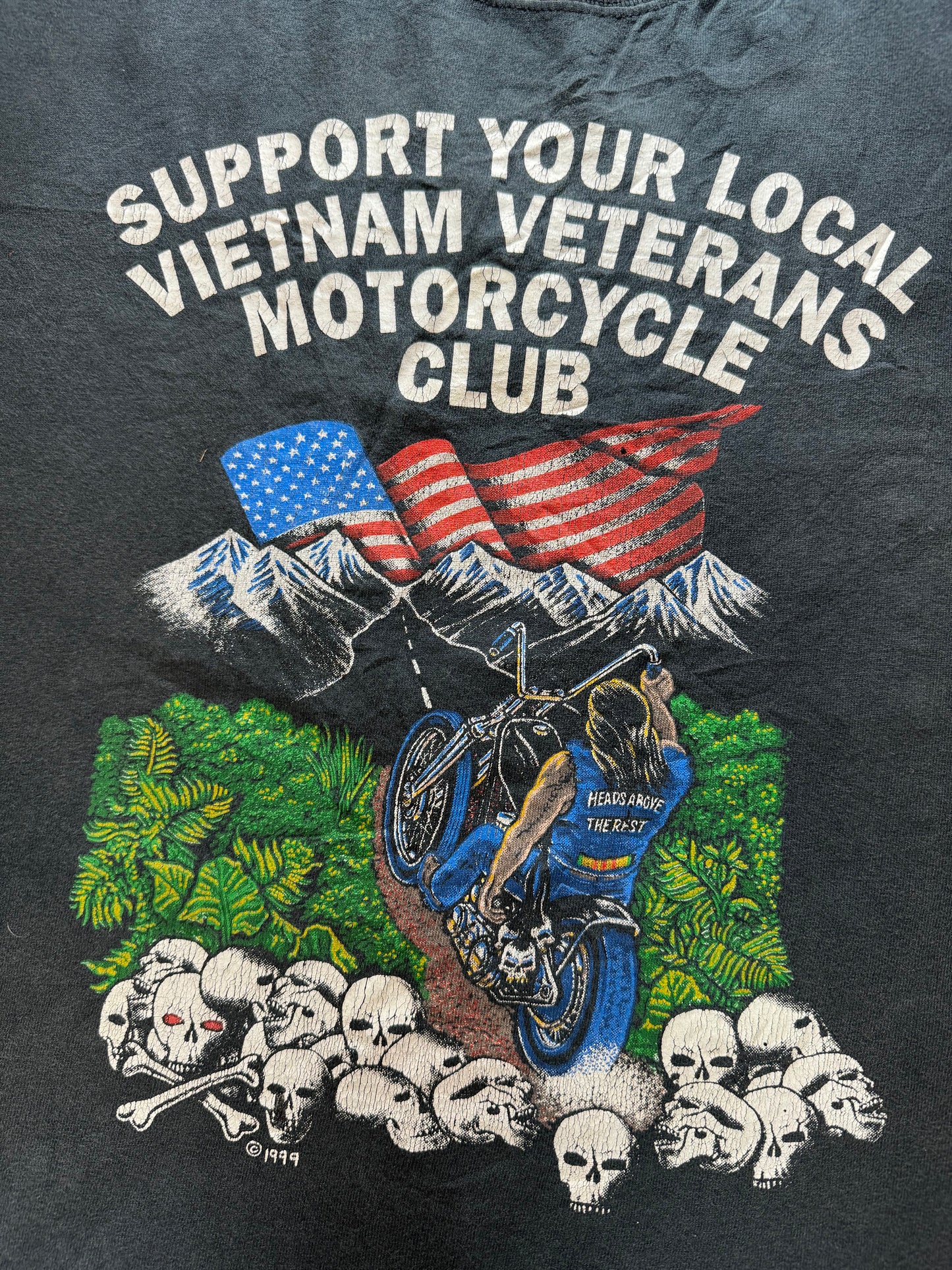 Vintage Vietnam Army Veteran Motorcycle Biker Club Tee(XXL)