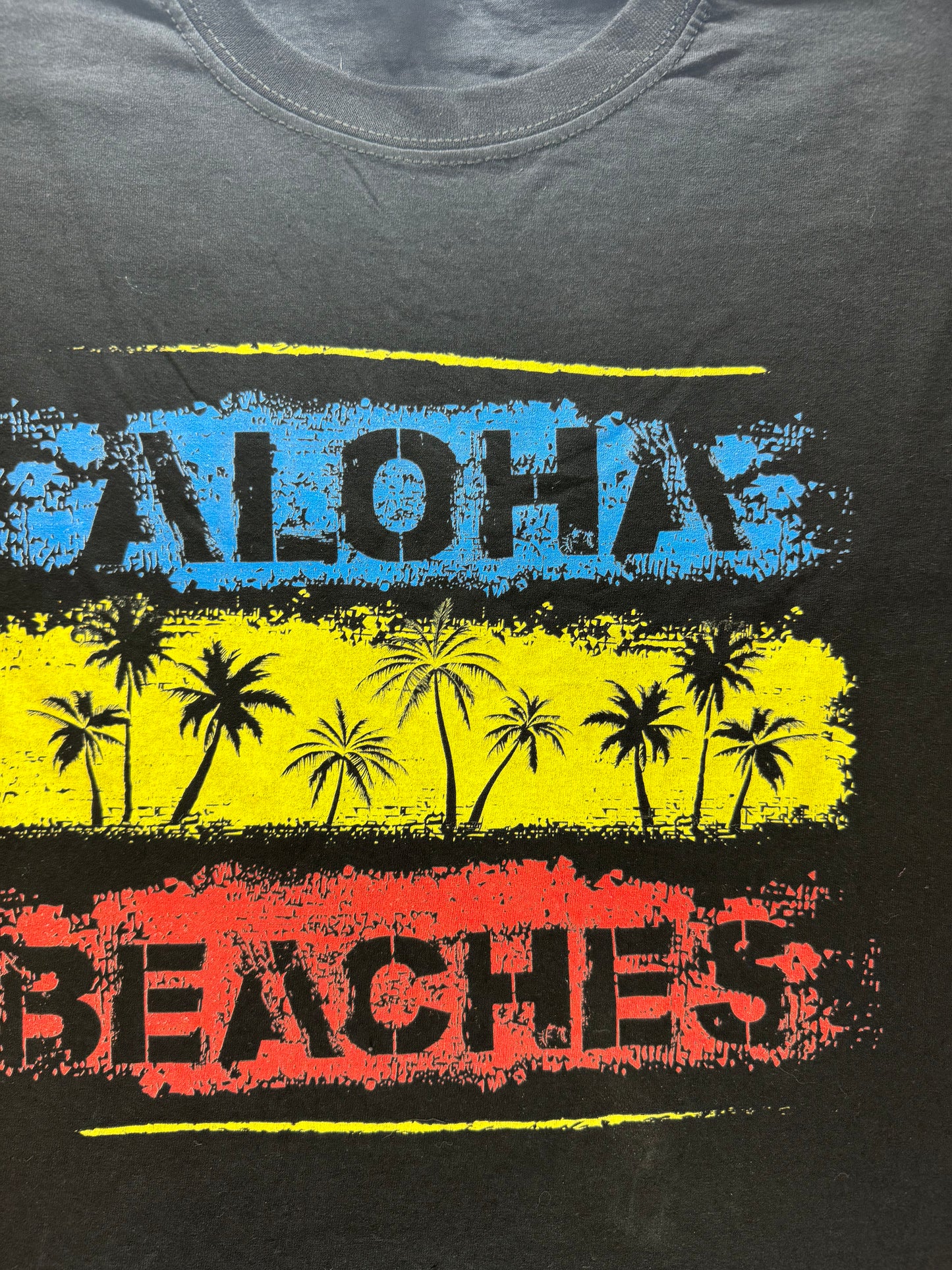 Vintage Aloha Beach Vacation Destination Tee(Large)