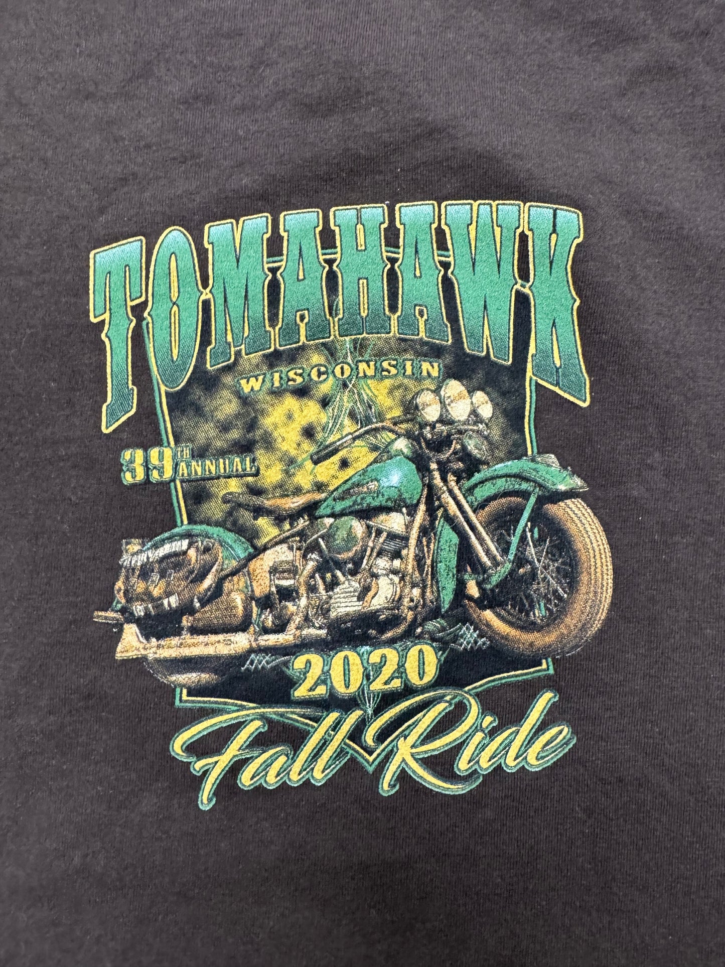 Vintage 2020 Tomahawk Fall RIde Rally Wisconsin Biker Tee(XXL)