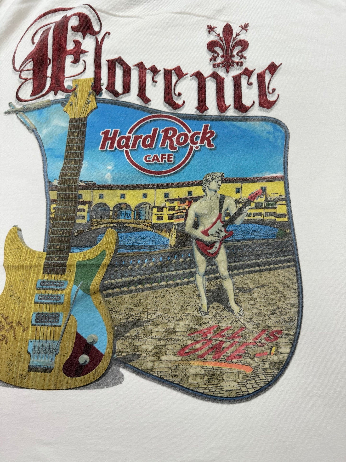 Vintage Hard Rock Cafe Logo Florence Italy Vacation Tee(Large)