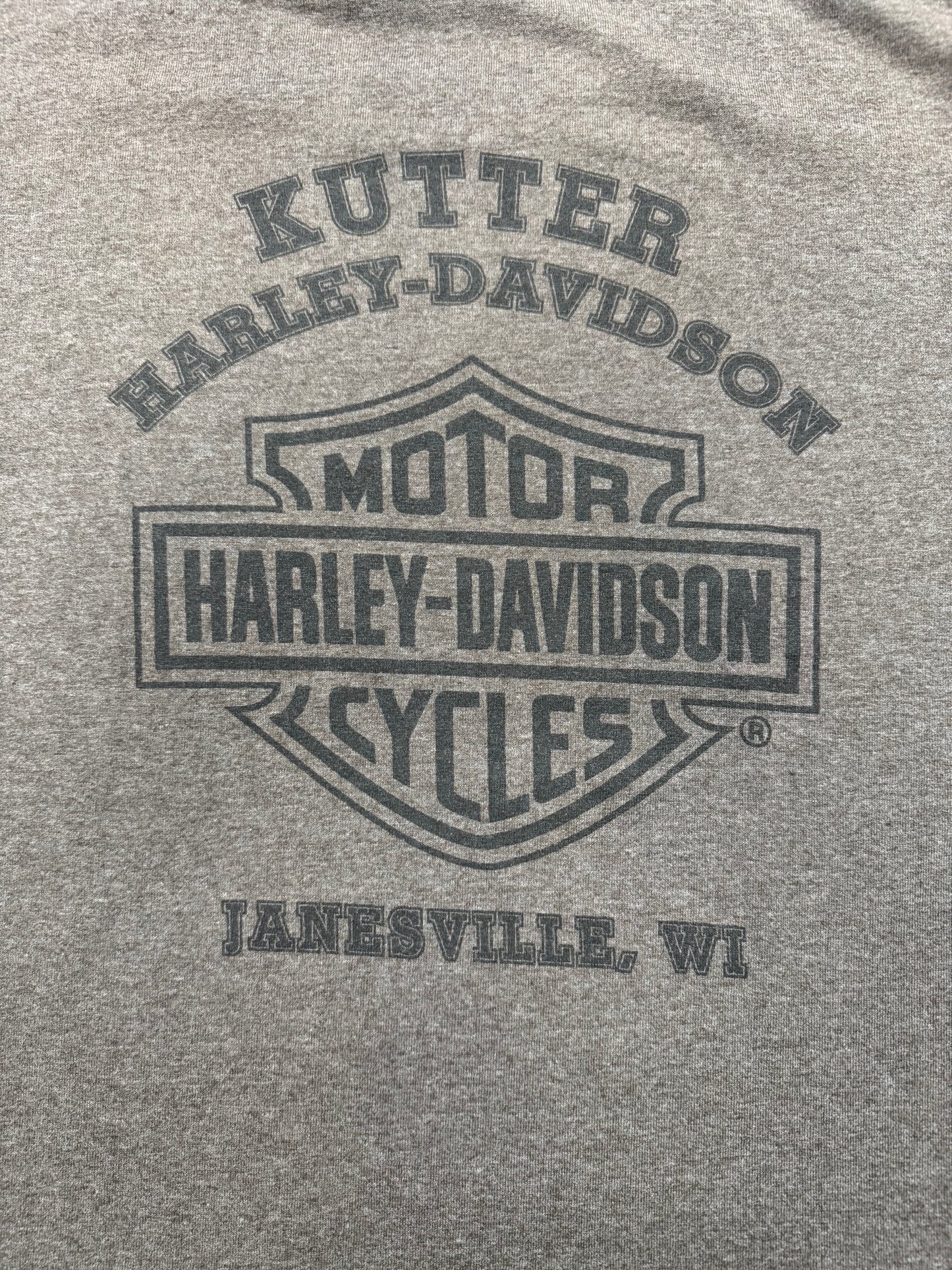 Vintage Harley Davidson Biker Logo Janesville Wisconsin Vacation Tee(Large)