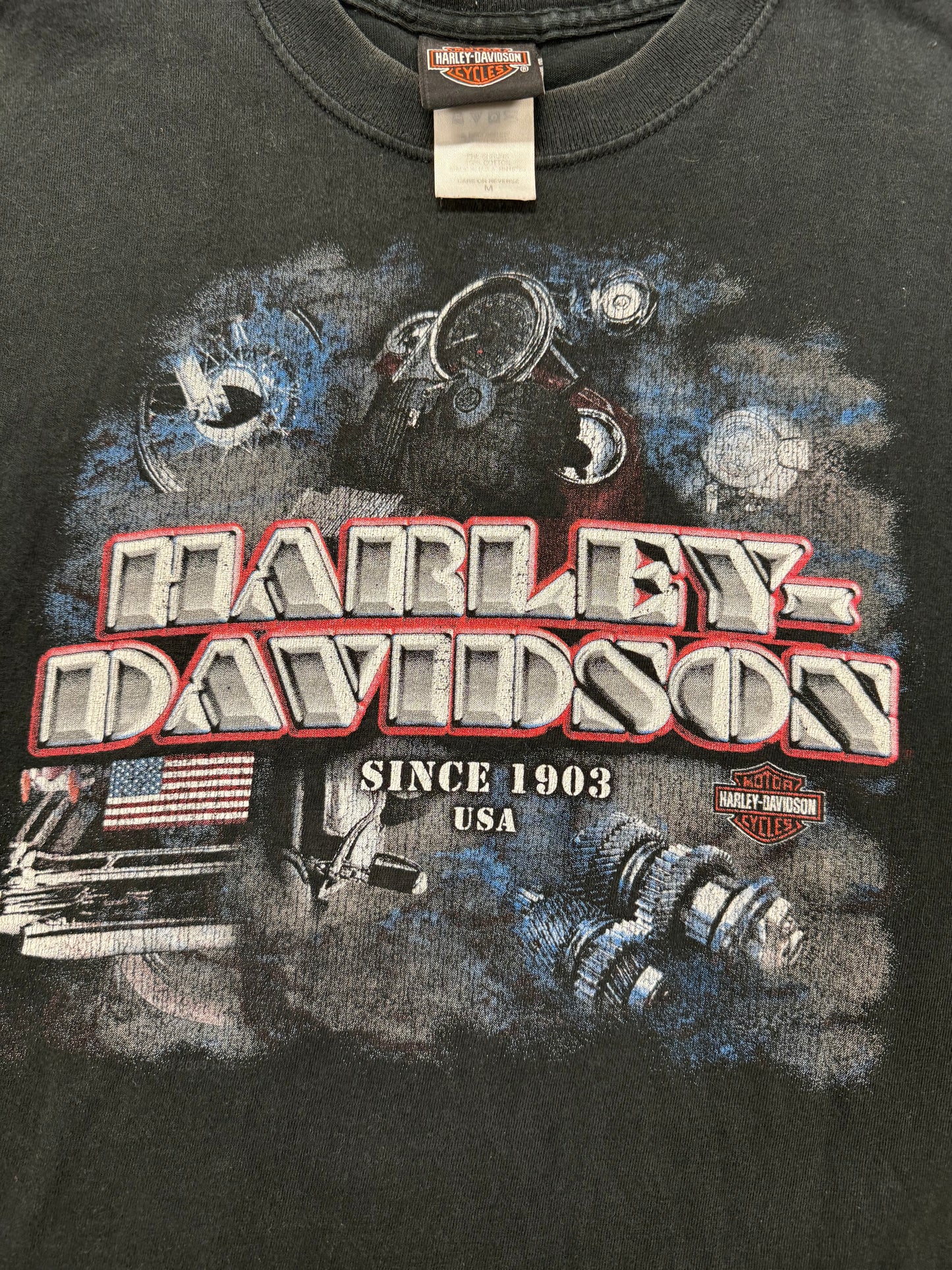 Vintage Harley Davidson Biker Logo Branford Connecticut Vacation Tee(Medium)