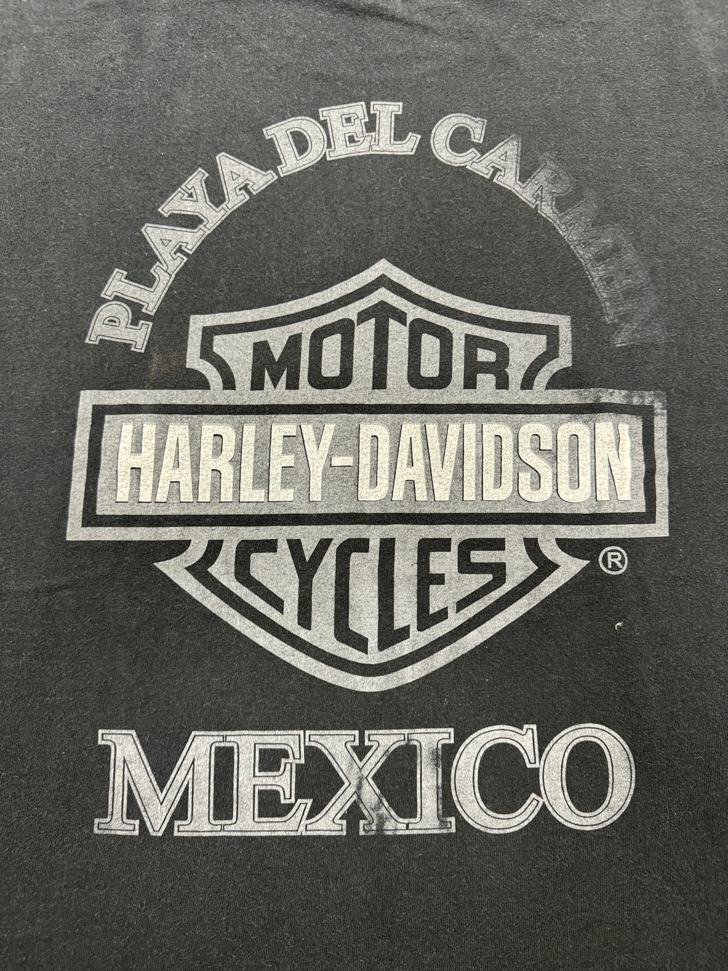 Vintage Harley Davidson Biker Logo Mexico Vacation Tee(Large)