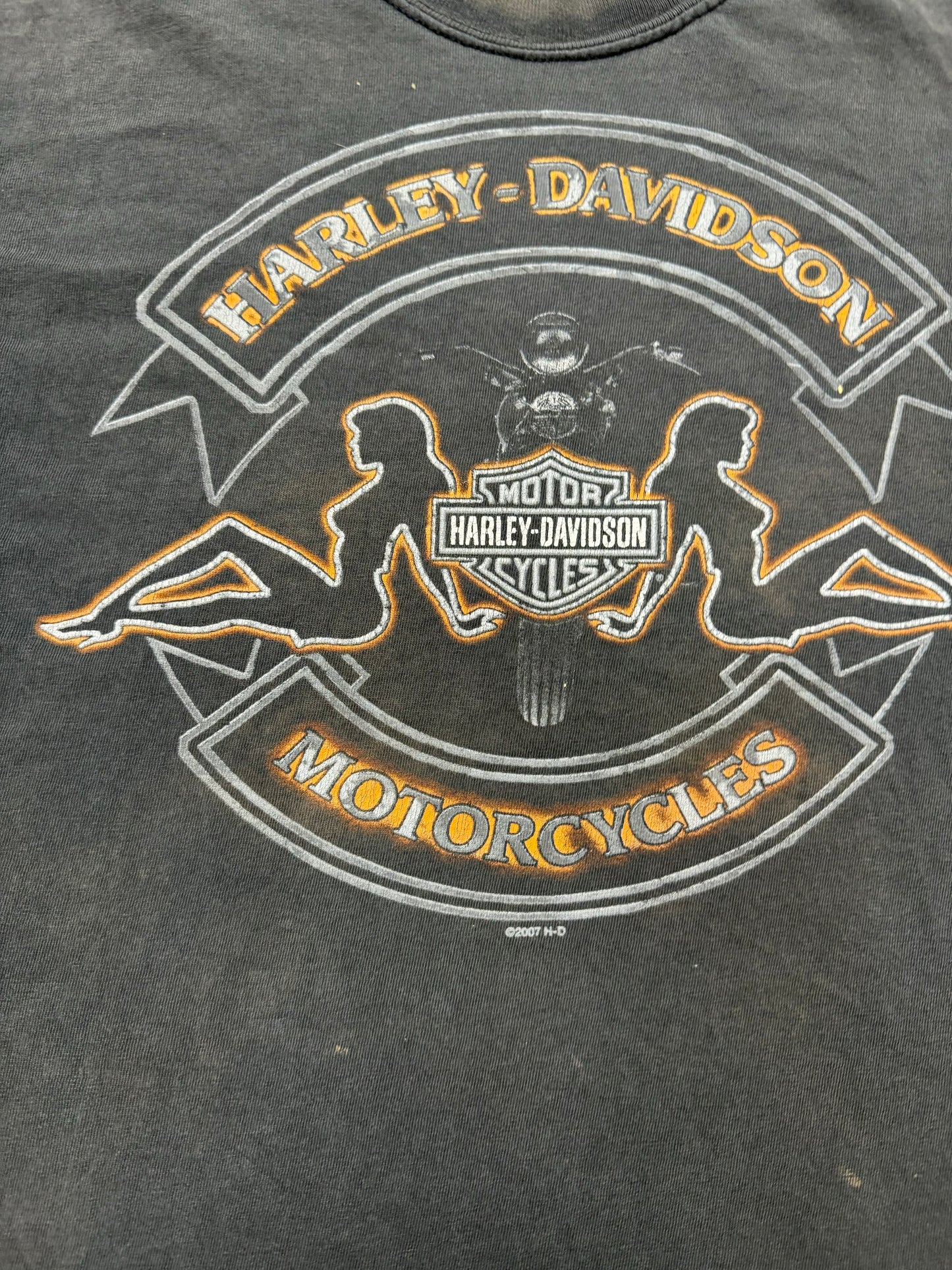 Vintage Harley Davidson Biker Logo Ocala Florida Tee(XL)