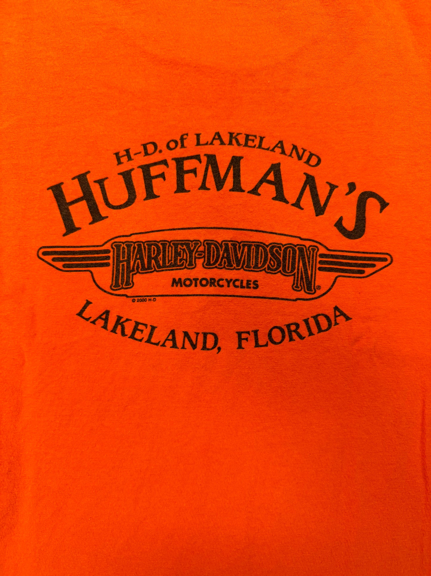 Vintage Harley Davidson Biker Logo Lakeland Florida Tee(Youth Large)