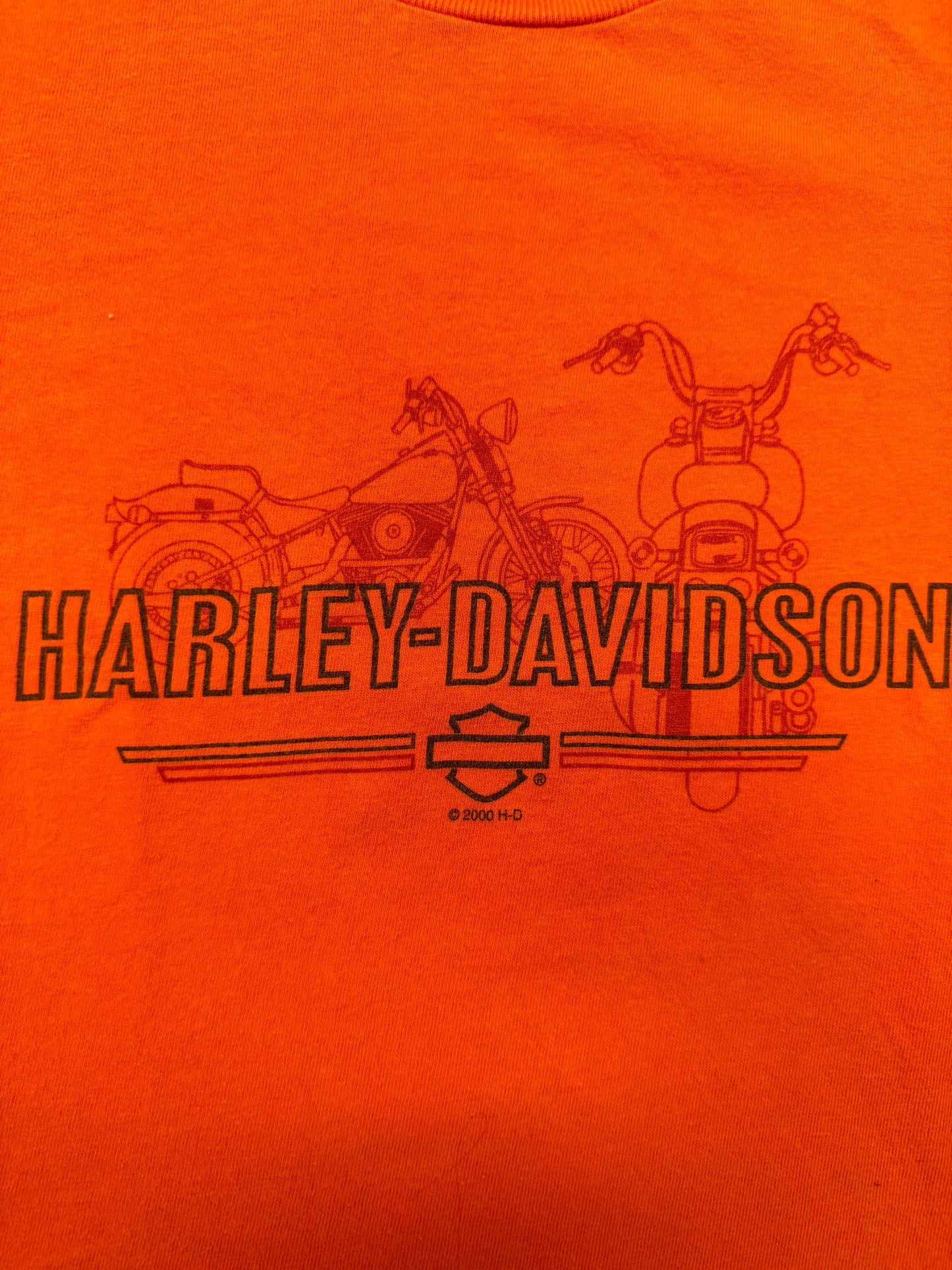 Vintage Harley Davidson Biker Logo Lakeland Florida Tee(Youth Large)