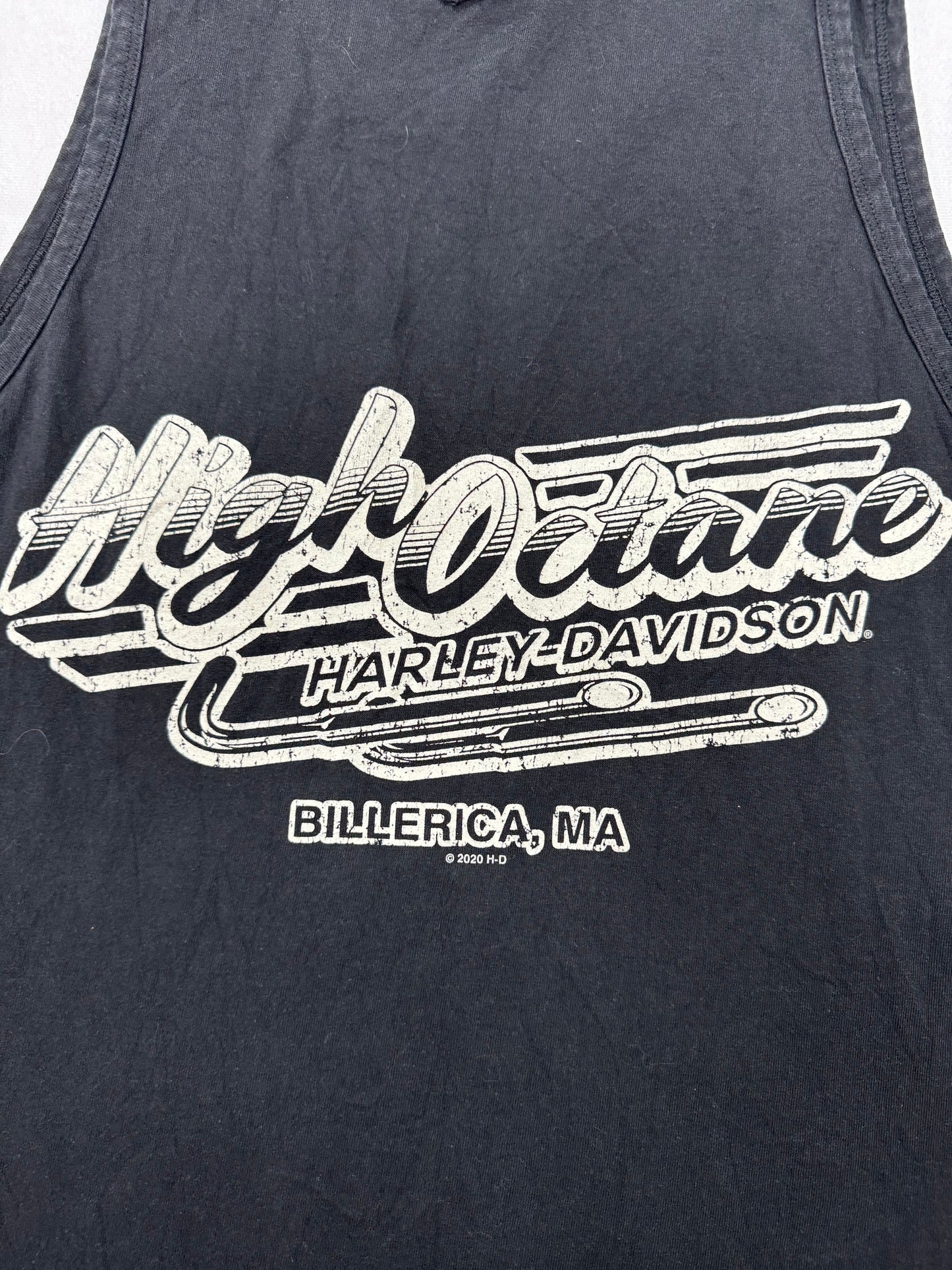 Vintage Harley Davidson Logo Biker Billerica Massachusetts Vacation Tank Top(Large)