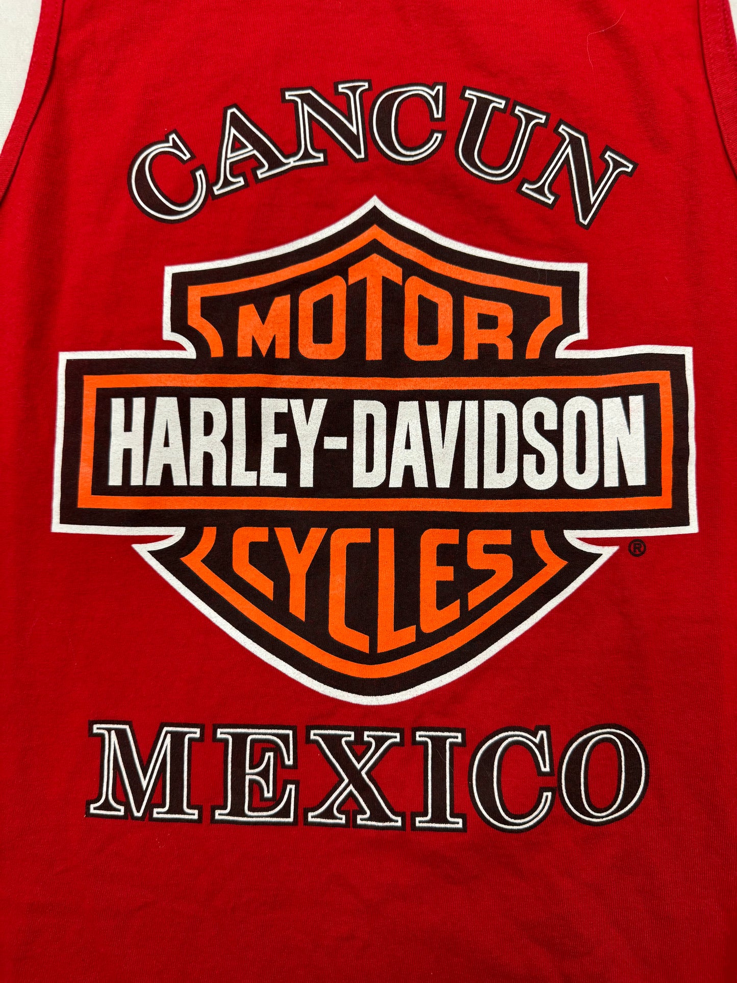 Vintage Harley Davidson Logo Biker Cancun Mexico Vacation Tank Top(XL)