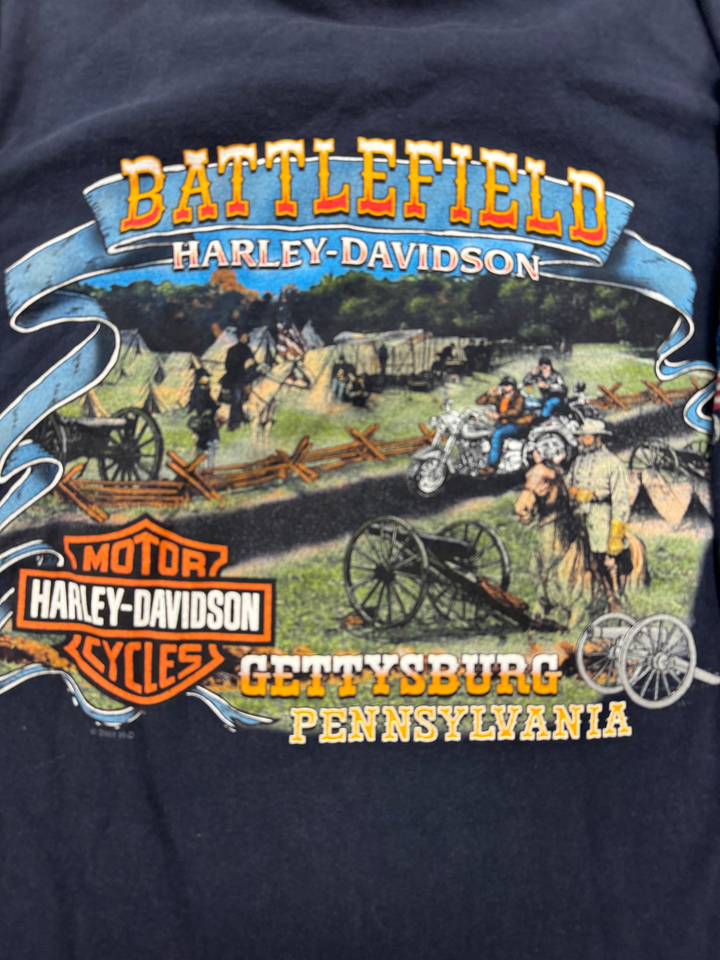 Vintage Harley Davidson Biker Logo Gettysburg Pennsylvania Longsleeve Tee(Large)