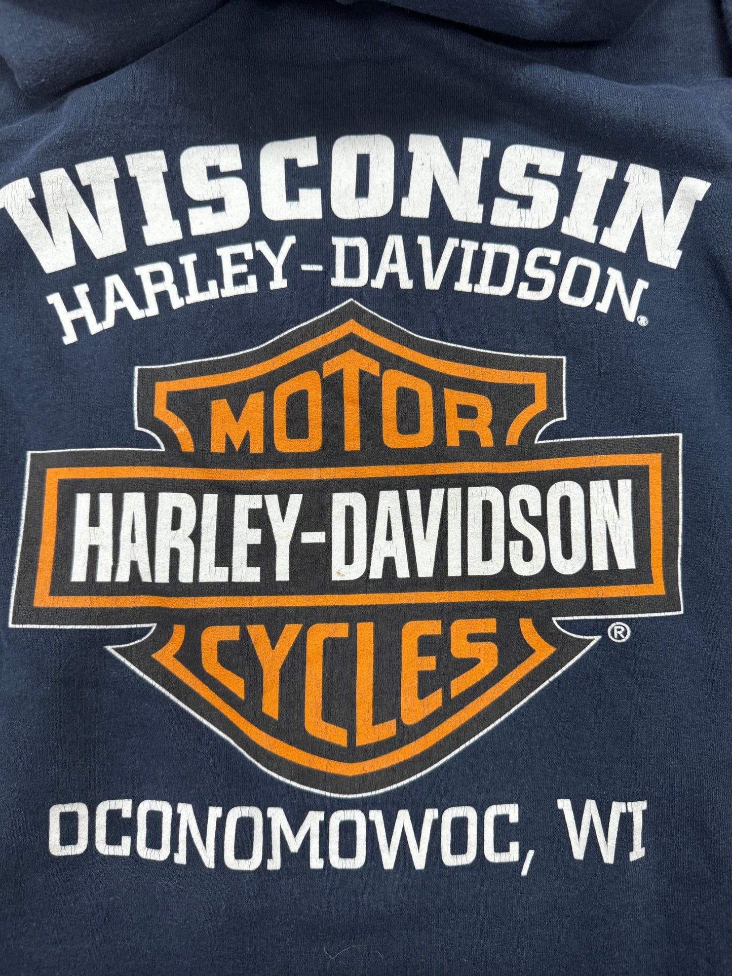 Vintage Harley Davidson Biker Logo Wisconsin Hooded Sweatshirt(XXL)