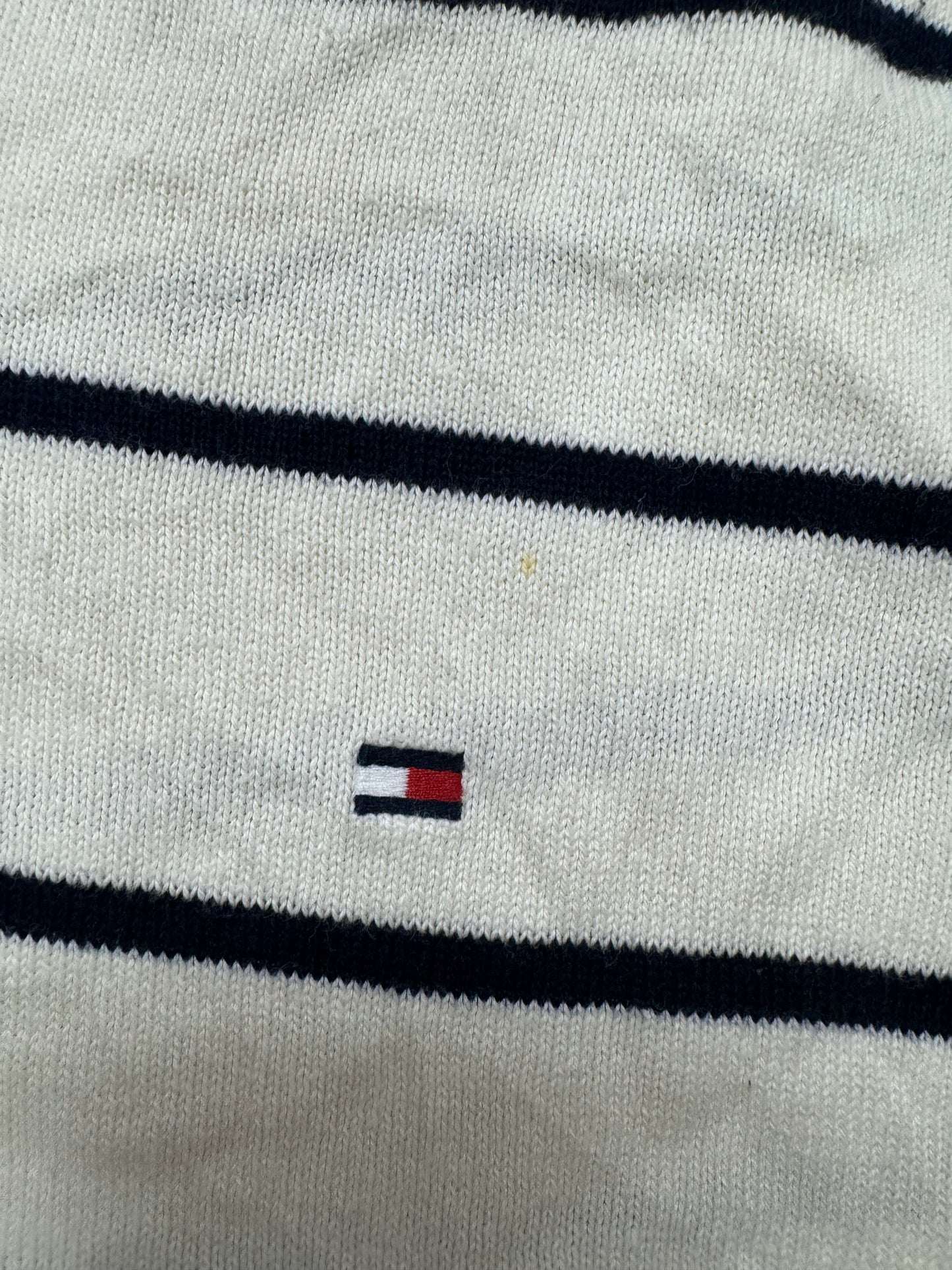 Vintage Tommy Hilfiger Logo Knit Striped Crewneck Sweatshirt(XL)