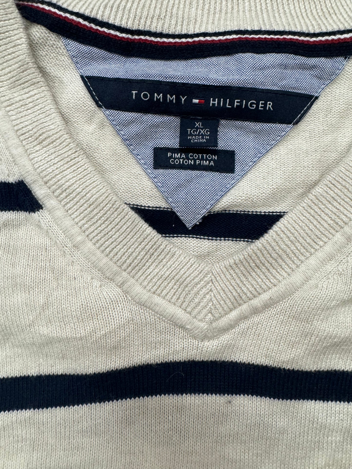 Vintage Tommy Hilfiger Knit Striped Crewneck Sweatshirt(XL)