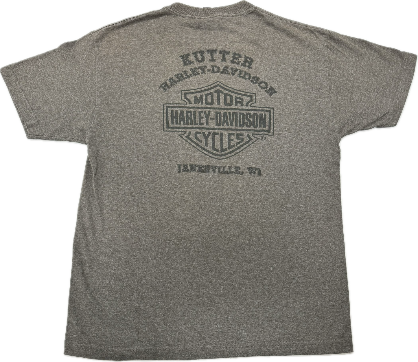 Vintage Harley Davidson Biker Logo Janesville Wisconsin Vacation Tee(Large)