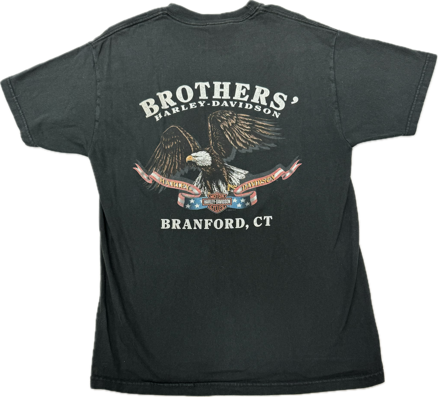 Vintage Harley Davidson Biker Logo Branford Connecticut Vacation Tee(Medium)