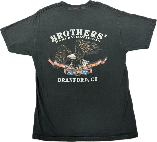 Vintage Harley Davidson Biker Logo Branford Connecticut Vacation Tee(Medium)