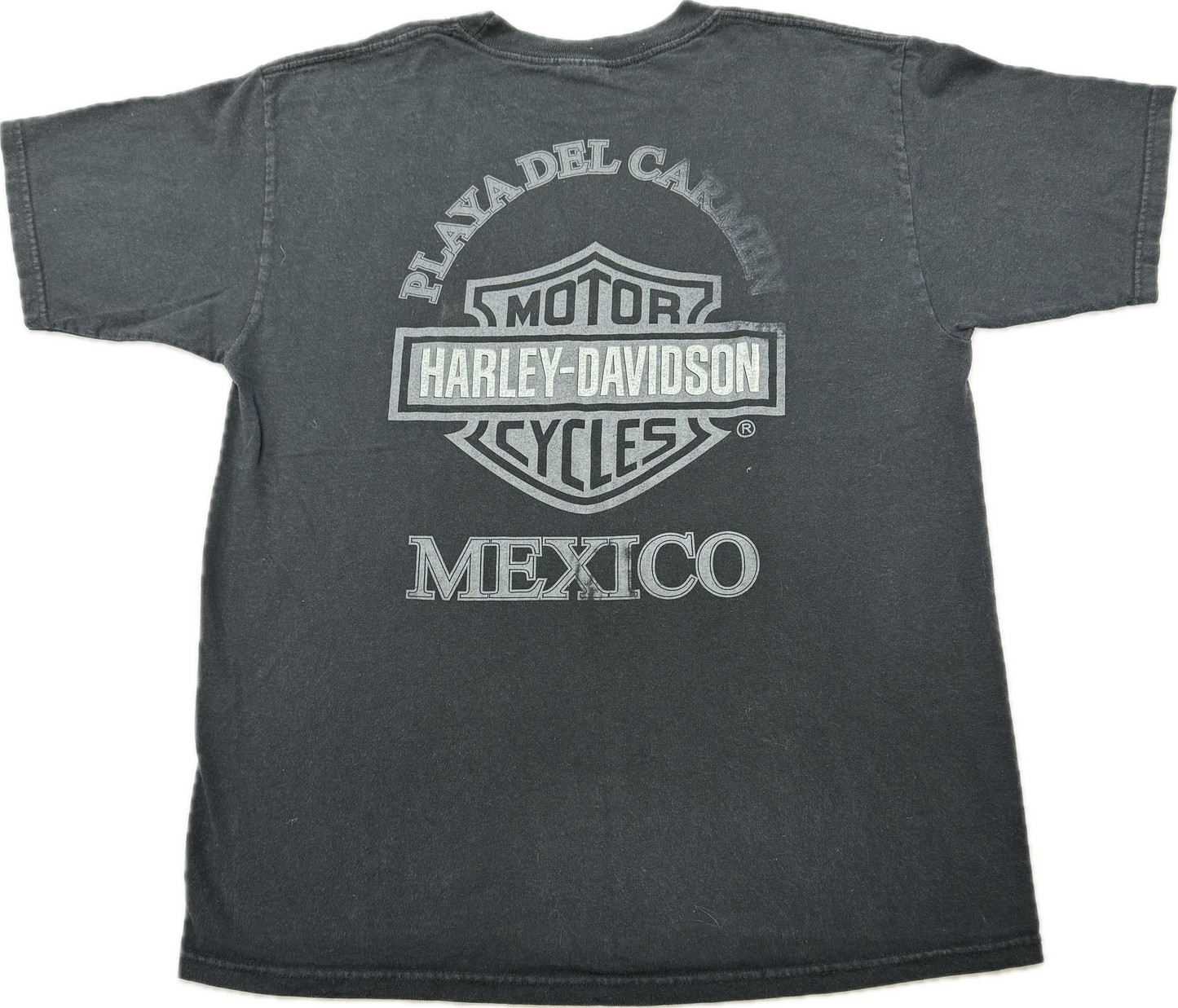 Vintage Harley Davidson Biker Logo Mexico Vacation Tee(Large)