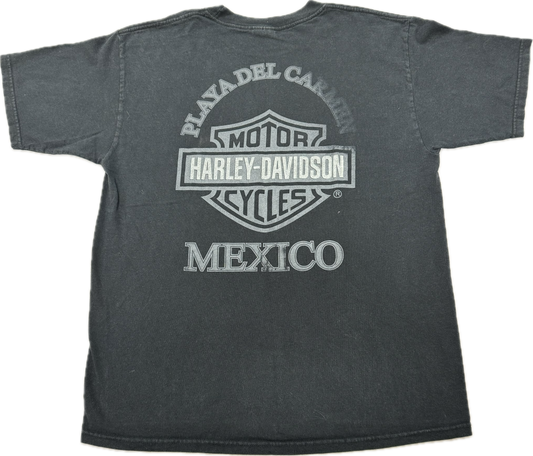 Vintage Harley Davidson Biker Logo Mexico Vacation Tee(Large)