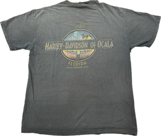 Vintage Harley Davidson Biker Logo Ocala Florida Tee(XL)