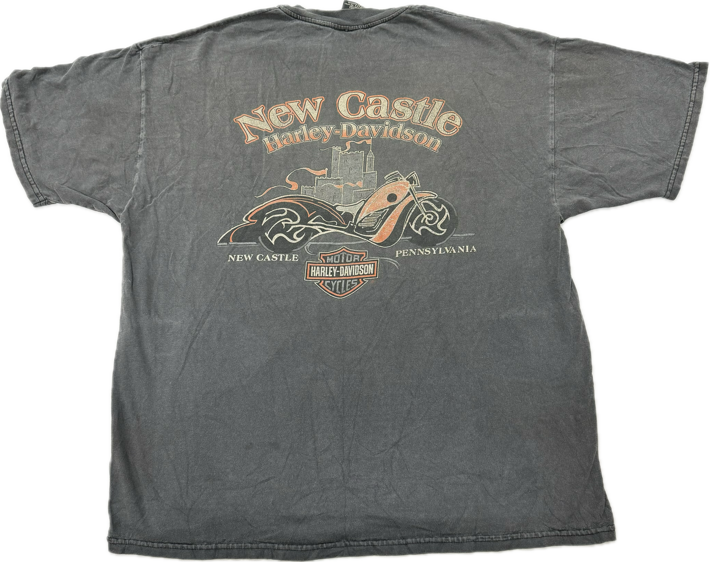 Vintage Harley Davidson Biker Logo New Castle Pennsylvania Tee(XL)