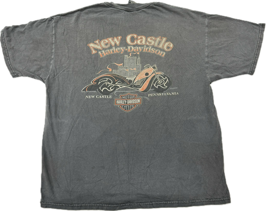 Vintage Harley Davidson Biker Logo New Castle Pennsylvania Tee(XL)