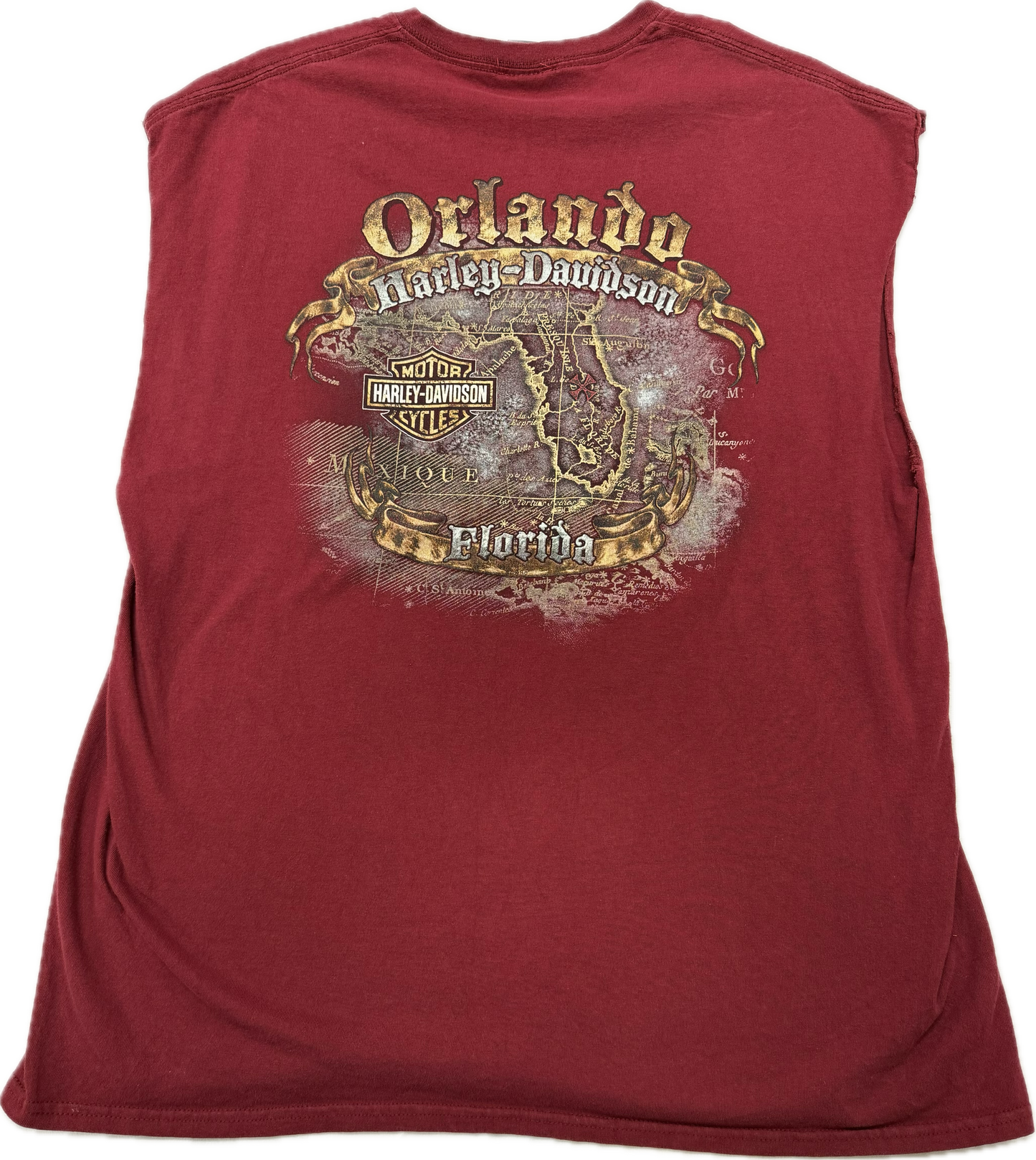 Vintage Harley Davidson Logo Biker Orlando Florida Vacation Tank Top(XL)