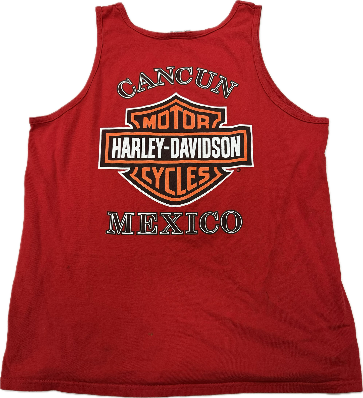 Vintage Harley Davidson Logo Biker Cancun Mexico Vacation Tank Top(XL)