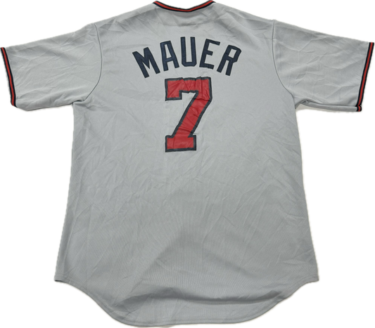 Vintage Minnesota Twins MLB Joe Mauer Grey Baseball Jersey(Medium)