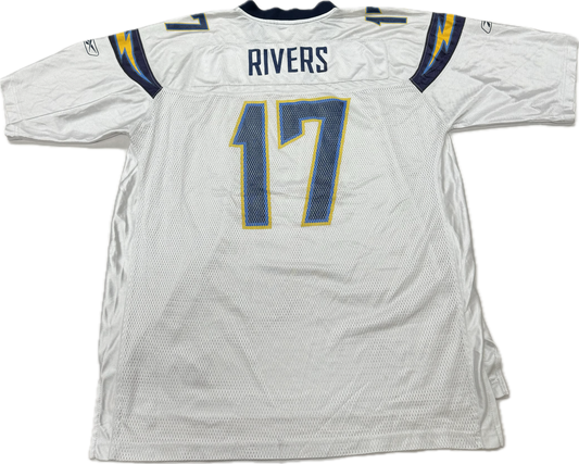 Vintage Los Angeles Chargers NFL Phillip Rivers White Custom Football Jersey(XL)