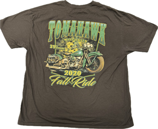 Vintage 2020 Tomahawk Fall RIde Rally Wisconsin Biker Tee(XXL)