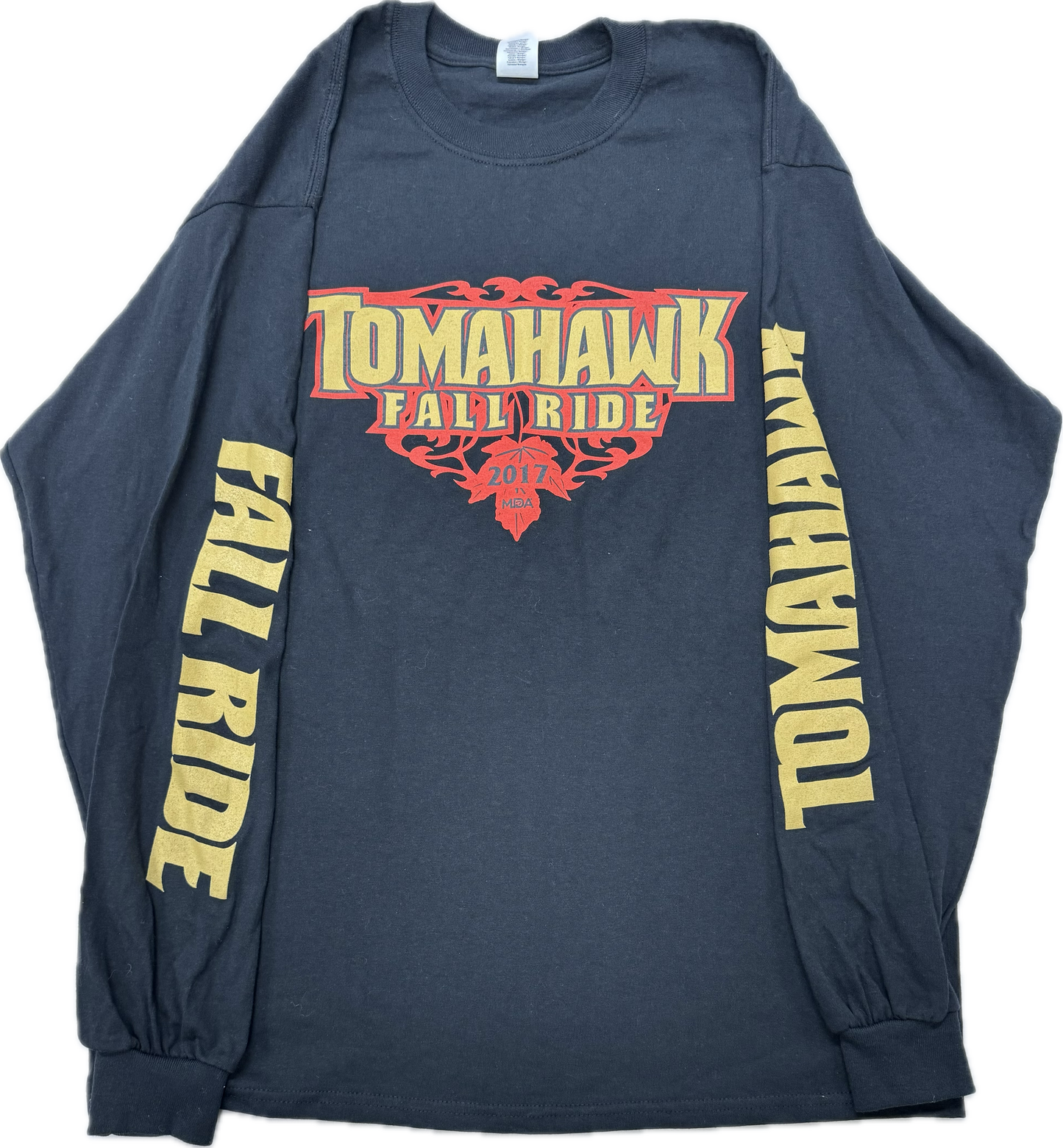 Vintage Tomahawk Fall Ride Biker Motorcycle Long Sleeve Tee(Large)