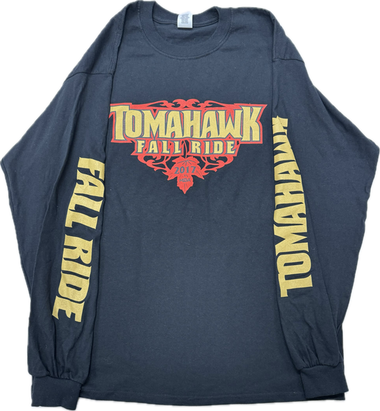 Vintage Tomahawk Fall Ride Biker Motorcycle Long Sleeve Tee(Large)