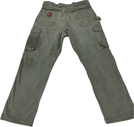 Vintage Wrangler Riggs Workwear Grey Denim Cargo Pants Jeans(34 x 32)