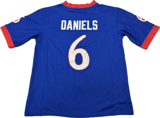 Vintage Kansas Jayhawks NCAA College Football Jalon Daniels Blue Jersey(Small)