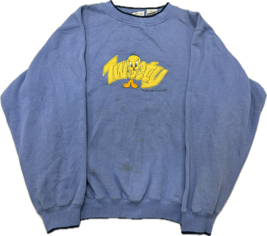 Vintage Looney Tunes Tweety Bird Crewneck Sweatshirt(Large)