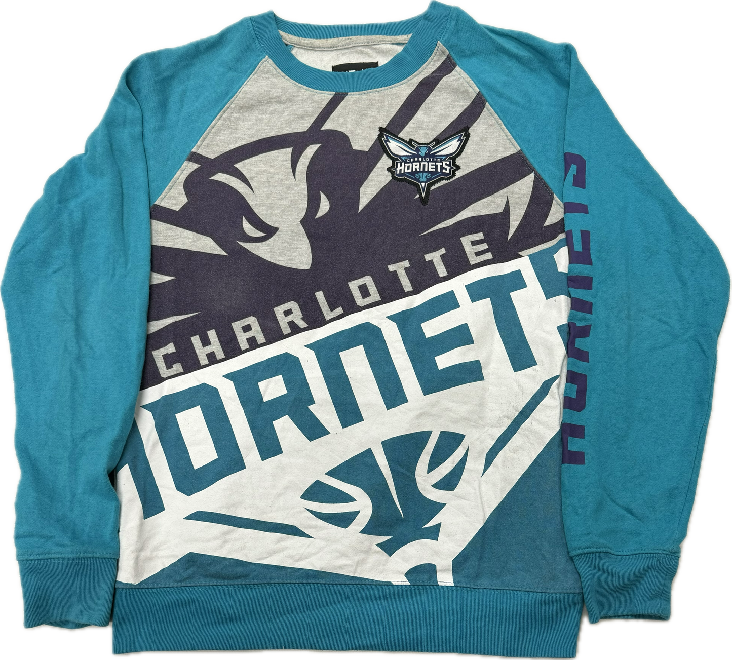 Vintage Charlotte Hornets NBA Basketball Team Logo Crewneck Sweatshirt(Small)