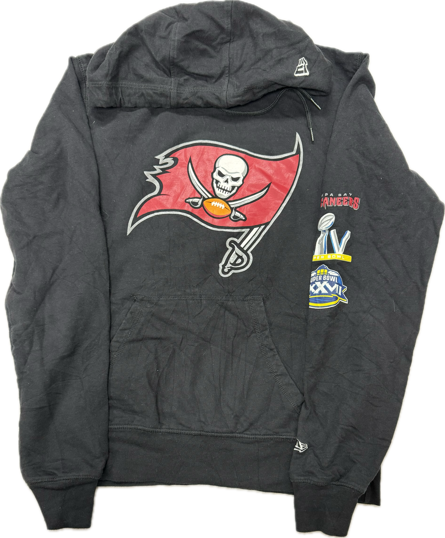 Vintage Tampa Bay Buccaneers NFL Super Bowl Team Logo Hooded Sweatshirt(Small)